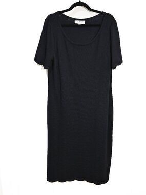 St John Size 16 Vintage Santana Knit Dark Blue Midi Dress